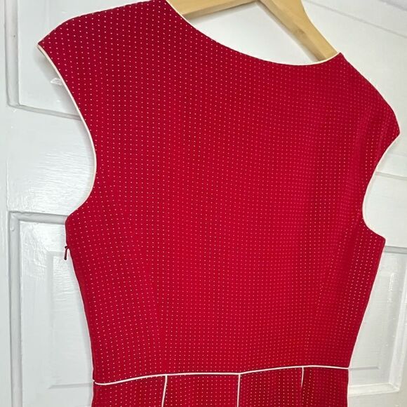Liz Claiborne Micro Polka Dot Red Sleeveless Dress - Picture 8 of 10